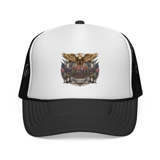 250th Anniversary Trucker Cap — Vintage Eagle Patriotic Mesh Hat
