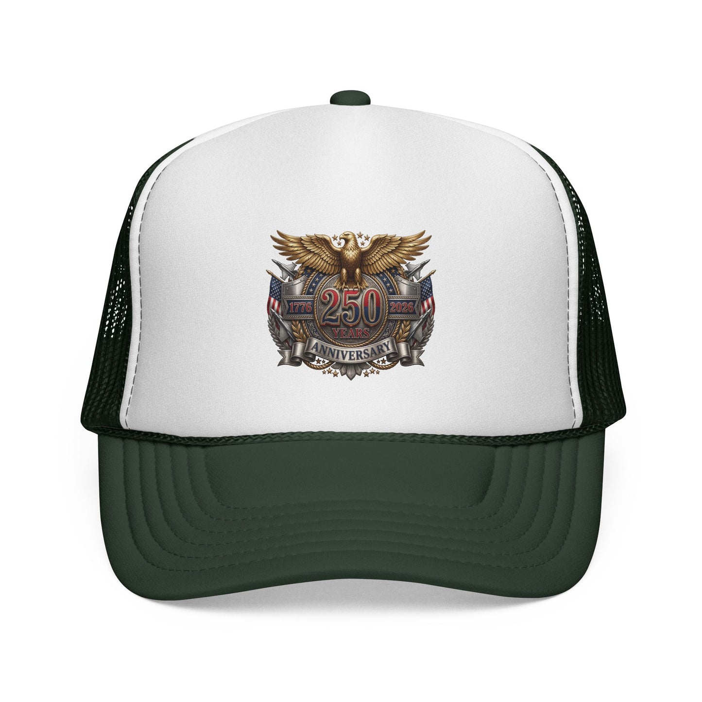 250th Anniversary Trucker Cap — Vintage Eagle Patriotic Mesh Hat