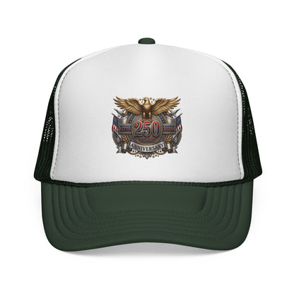 250th Anniversary Trucker Cap — Vintage Eagle Patriotic Mesh Hat