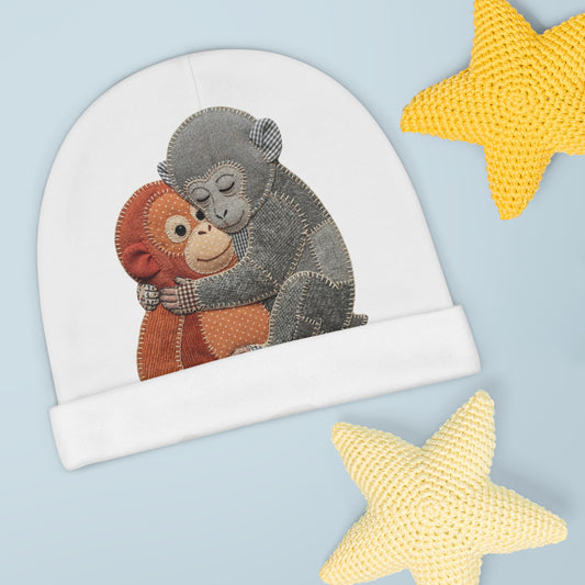 Team Punch Viral Monkey Baby Beanie | Cute Monkey Newborn Hat | Funny Baby Shower Gift | Jungle Animal Baby Cap