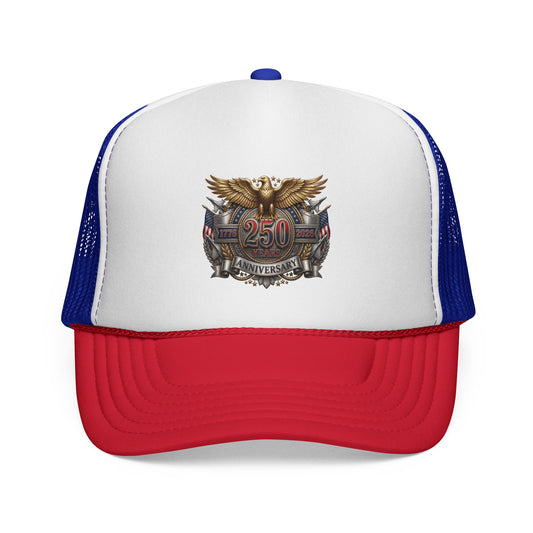 250th Anniversary Trucker Cap — Vintage Eagle Patriotic Mesh Hat