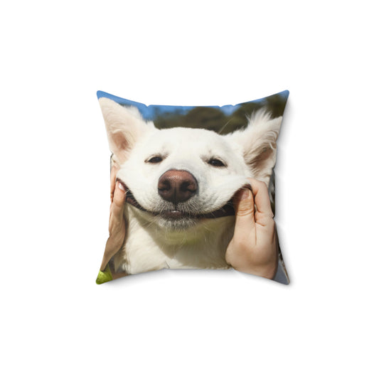 Custom Pet Memorial Pillow, Personalized Dog Portrait Pillow, Upload Your Pet Photo, Pet Loss Sympathy Gift, Spun Polyester Square Pillow, Hug Your Dog Again