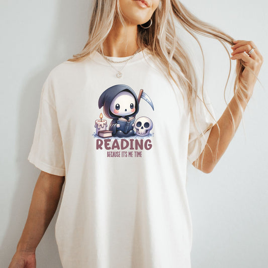 Bookish Shirt, Cute Goth Book Lover Tee, Grim Reaper Fantasy Reading Shirt, Grim Reader Aesthetic Shirt, Dark Academia Literary Gift
