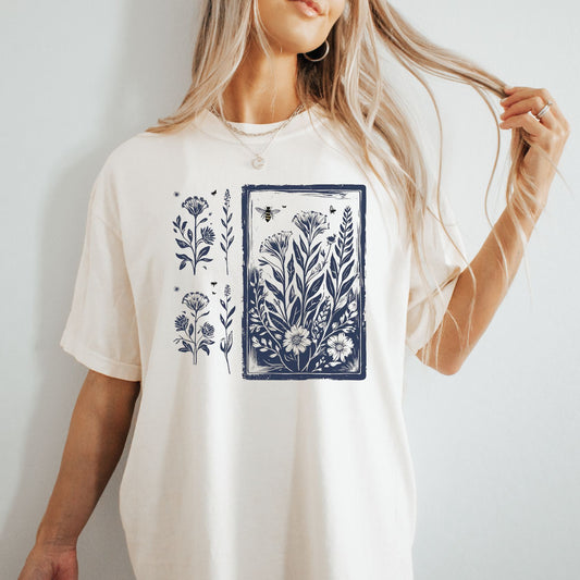Vintage Wildflowers Comfort Colors T-Shirt, Cottagecore Floral Top, Gift for Her, Botanical Lover, Nature Core Shirt, 90s Retro Flowers