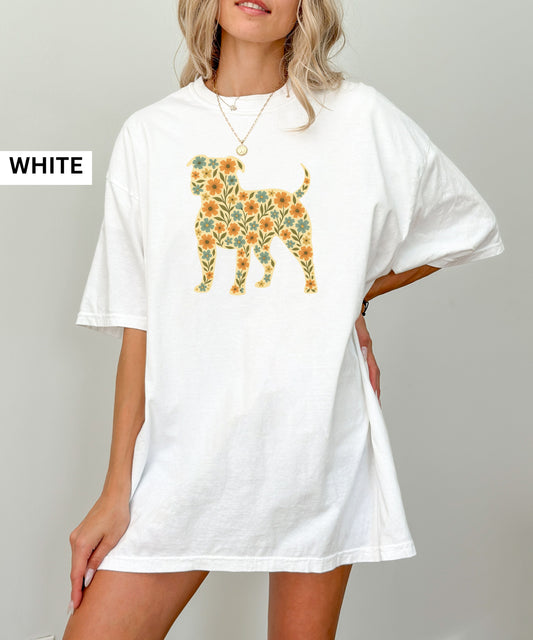 Floral Pitbull Comfort Colors® Shirt, Cottagecore Dog Mom Wildflower Pitbull T-Shirt, Boho Dog Lover Gift, Dog Owner Shirt, Pitbull Mama Tee