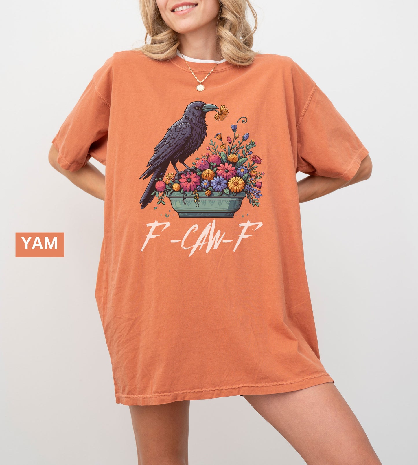 Raven Comfort Colors® f F-Caw-F Shirt – Gothic Grunge Crow Tee, Alt Streetwear Graphic, Edgy Funny Halloween Shirt