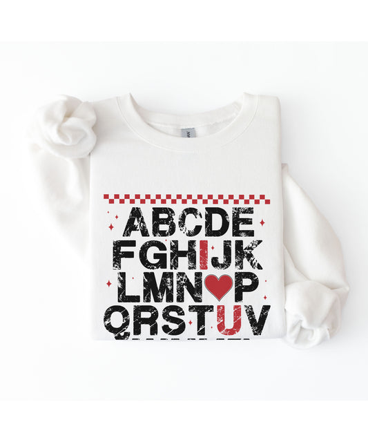Alphabet Love Sweatshirt – Subtle I Love You Graphic Crewneck