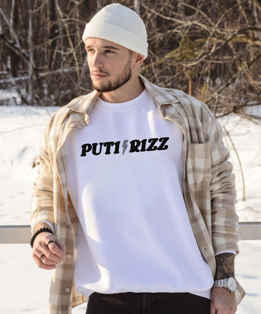 Puti Rizz Funny Statement Sweatshirt – Bold Graphic Checkerboard Pullover