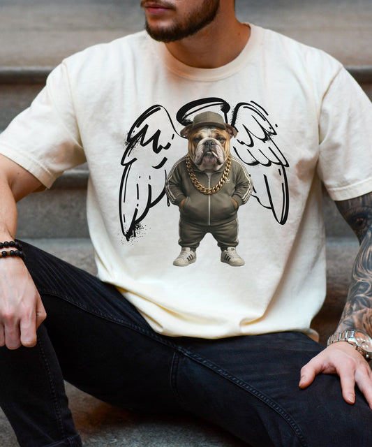 Guardian Bulldog Angel T-Shirt — Cute Streetwear Graphic Tee