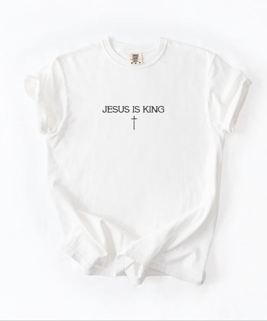 Comfort Colors Jesus Is King Shirt, Christian Faith T-Shirt, Minimalist Religious Tee, Worship Apparel, Inspirational Christian Gift, Comfort Colors Tee