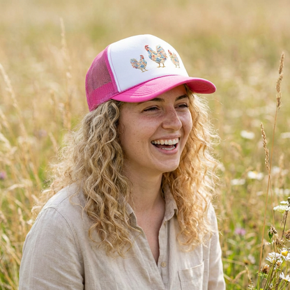 Colorful Rooster Trio Trucker Hat