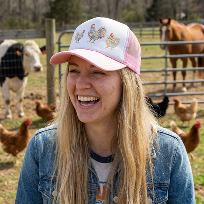 Colorful Rooster Trio Trucker Hat