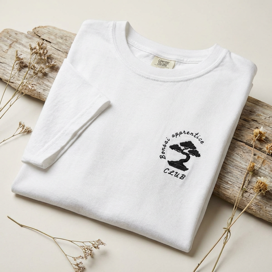 Comfort Colors Bonsai Apprentice Club Embroidered Shirt | Bonsai Club Tee for Growers & Gardeners