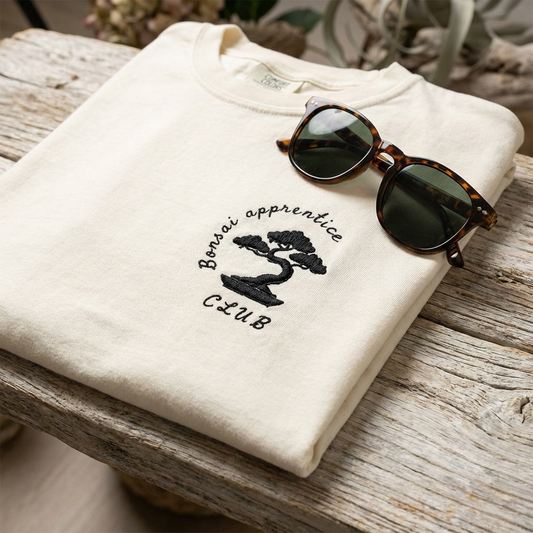 Comfort Colors Bonsai Apprentice Club Embroidered Shirt | Bonsai Club Tee for Growers & Gardeners