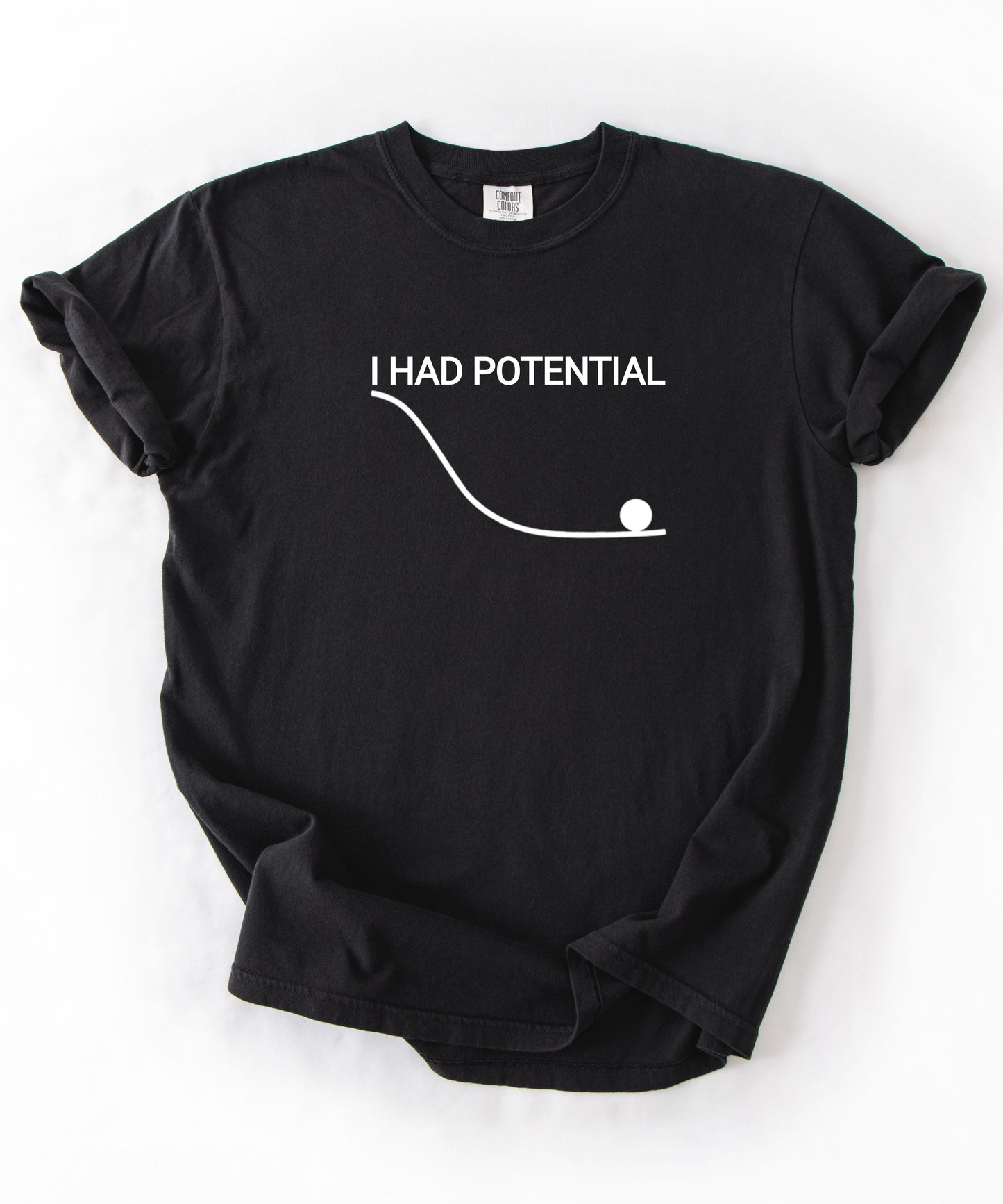 Comfort Colors Physics Pun Shirt “I Had Potential” | Science Humor Graphic Tee for Students & Nerds
