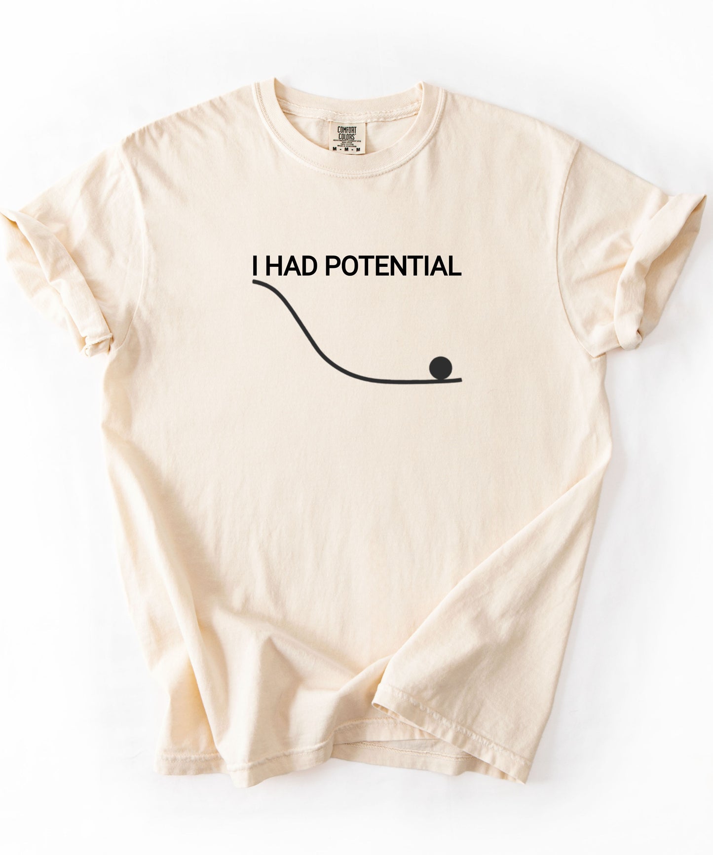 Comfort Colors Physics Pun Shirt “I Had Potential” | Science Humor Graphic Tee for Students & Nerds
