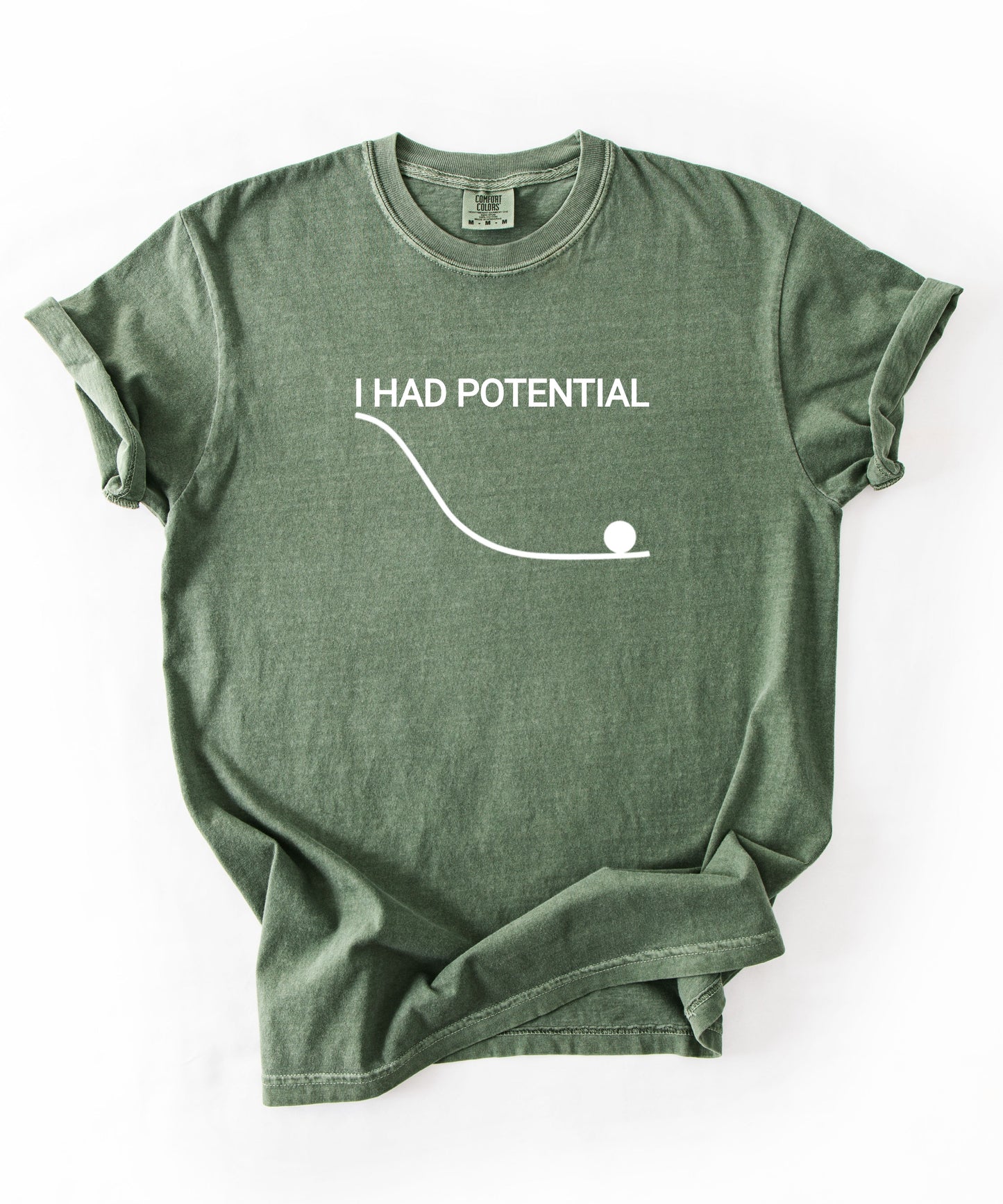 Comfort Colors Physics Pun Shirt “I Had Potential” | Science Humor Graphic Tee for Students & Nerds