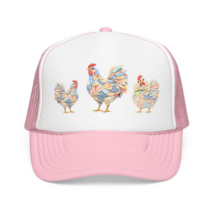 Colorful Rooster Trio Trucker Hat