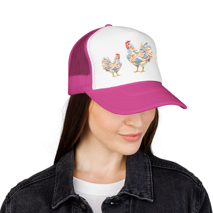 Colorful Rooster Trio Trucker Hat