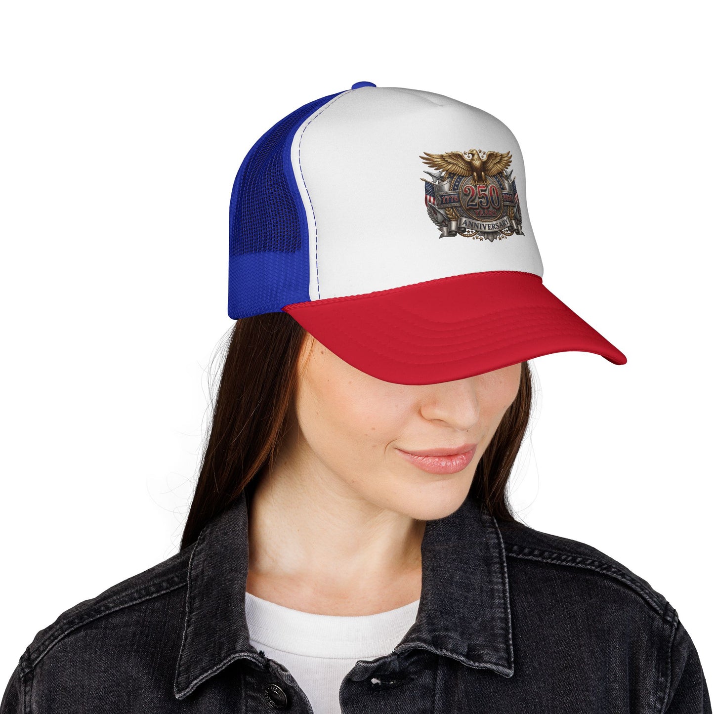 250th Anniversary Trucker Cap — Vintage Eagle Patriotic Mesh Hat